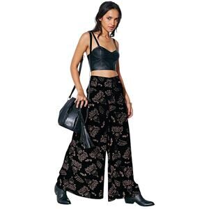 Velvet Burnout Sheer Wide Leg Pants Extra Wide Cuff Festival Whimsygoth Statemen